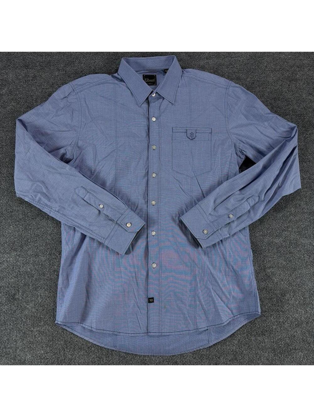 7‎ Diamonds Men's Blue Long Sleeve Button-Up Shirt Med - Dressy, Preppy, Office